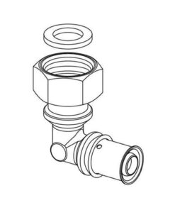 Uponor S-Press PLUS kniekoppeling met wartel binnendraad
