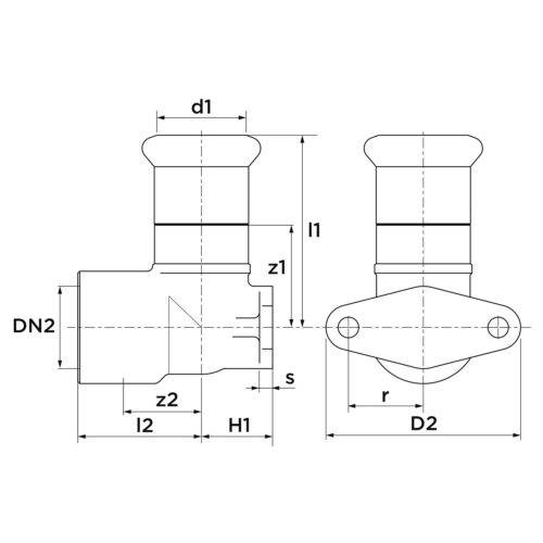 VSH XPress Koper muurplaat 90°