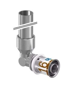 Uponor S-Press Plus aansluitknie 16 x 15CU l=350 mm verchroomd