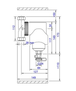 Spirotech SpiroTrap vuilafscheiders met magneet MB3- 28mm Afmetingen
