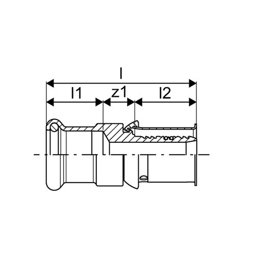 Uponor S-Press overgangskoppeling M+V profiel CU- SST