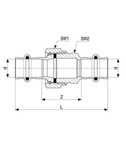 Viega Profipress Koper press 3-delige koppeling 2x pers met SC contour