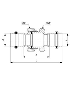 Viega Sanpress Inox RVS press 3-delige koppeling 2x pers met SC contour