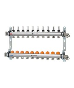 Heimeier Dynacon Eclipse RVS Vloerverwarming Verdeler 10 groeps 1" met debietmeters 9340-10.800
